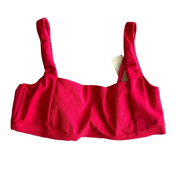 Sea Level Riviera Rib Sz 14 Red Square Neck Bralette Bikini Top - Picture 3 of 5